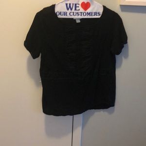 Black blouse, short sleeve